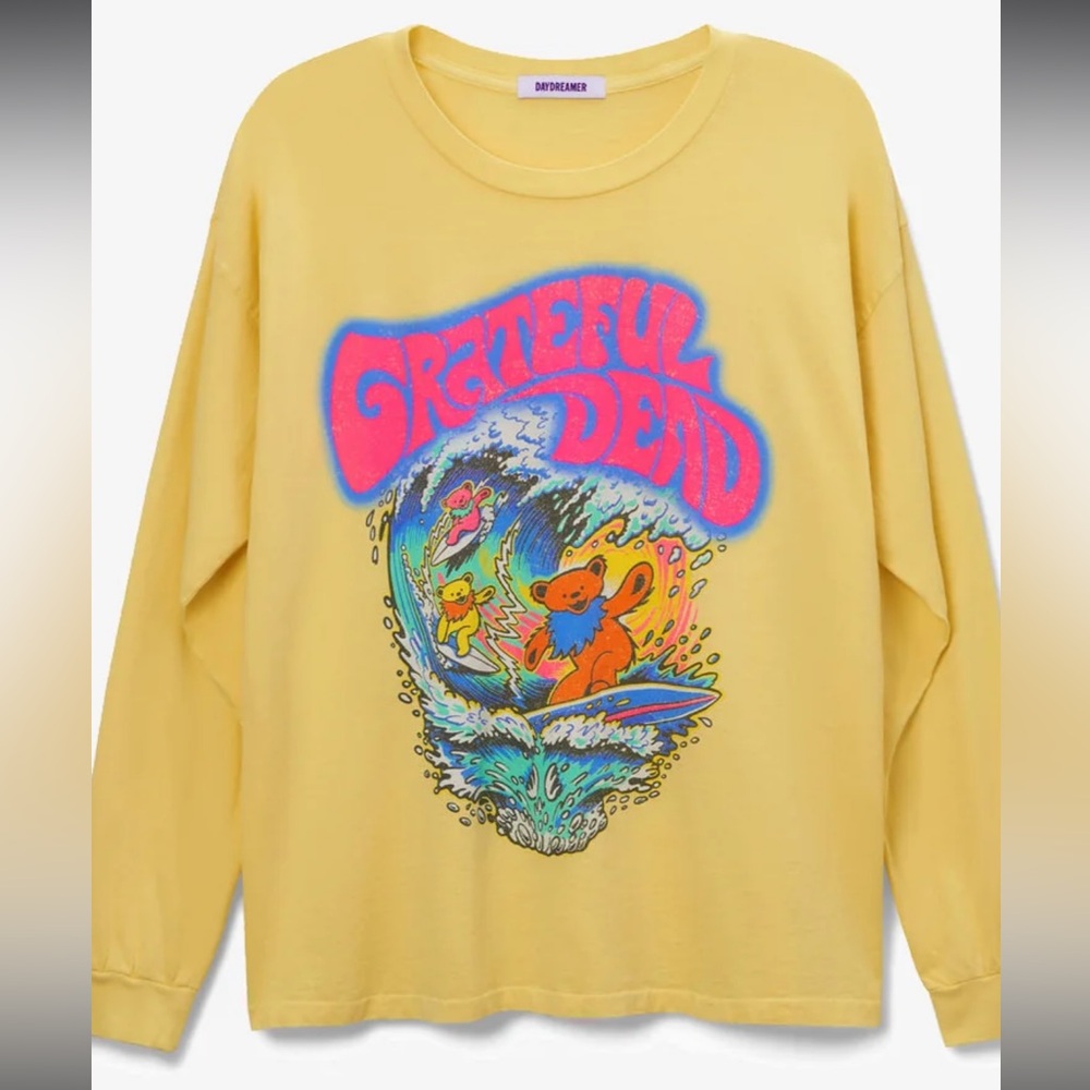 Daydreamer Grateful Dead Surfing Bears Long Sleeve yellow women’s XS